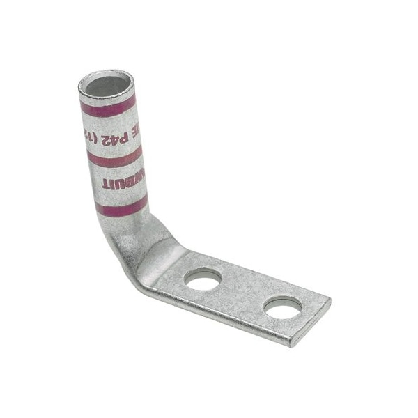 Panduit One-Hole Compression Lug, 4 AWG Max, Long Barrel, Copper, Gray LCC4-10AWF-L - main